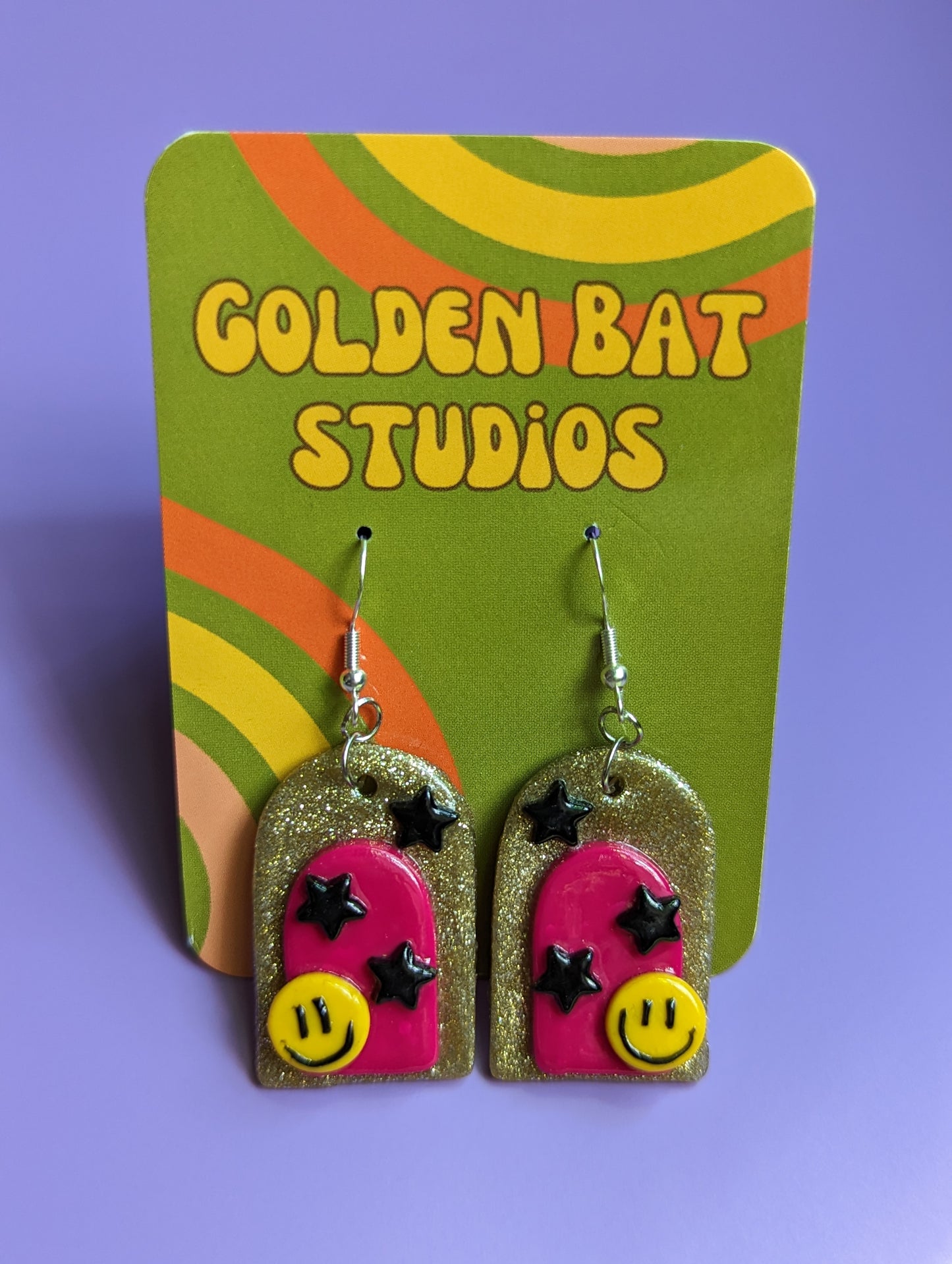 Pink Smiley Portals Polymer Earrings - Made to Order