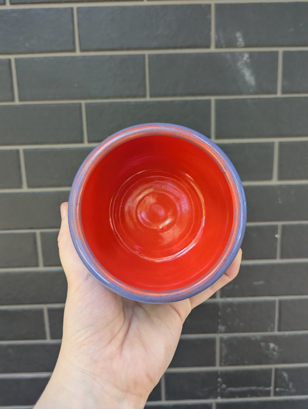 Periwinkle and Orange Pourer and Bowl Set