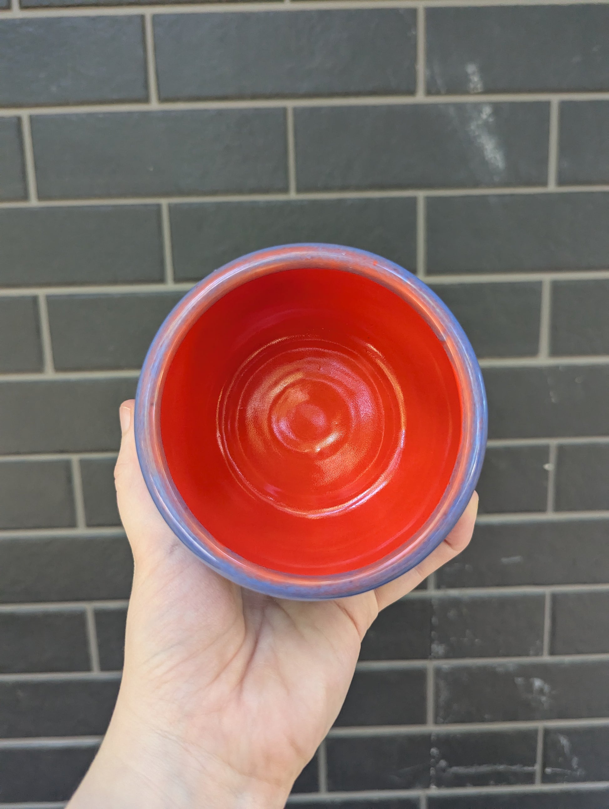 Periwinkle and Orange Pourer and Bowl Set